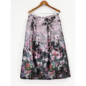 Soft Surroundings Skirt Women Large Colorful Midi Pocket Aster Floral Watercolor